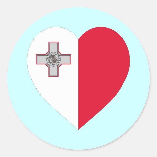Malta Flag Heart Classic Round Sticker (Front)