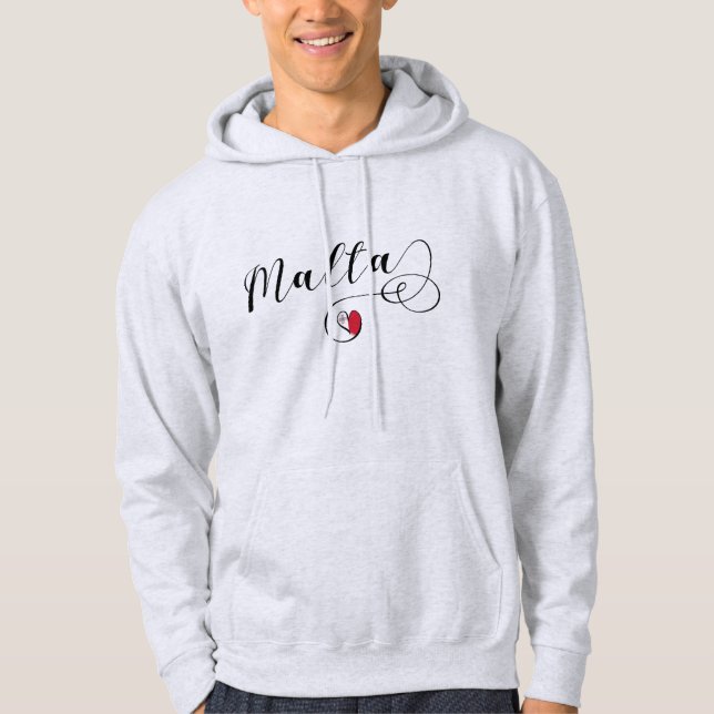 Malta Flag Heart Hoodie (Front)
