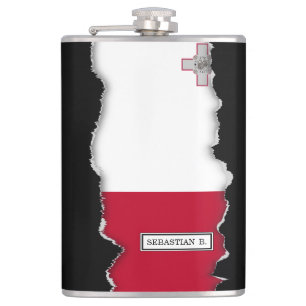 Malta flag hip flask