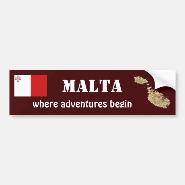 Malta Flag + Map Bumper Sticker (Front)