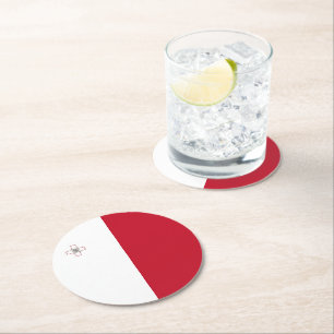 Malta flag round paper coaster