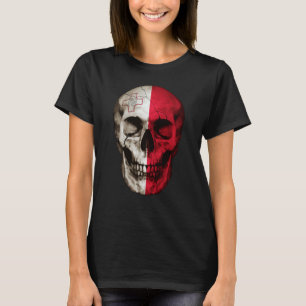 Malta Flag Skull Maltese Roots Proud Patriotic T-Shirt