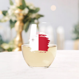 Malta flag stemless wine glass