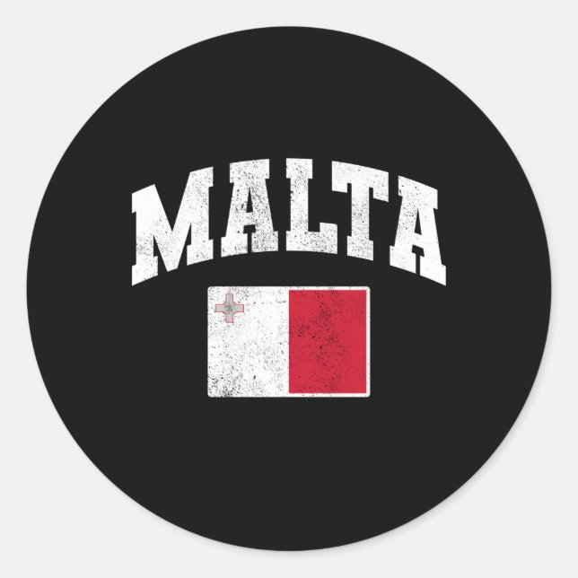 Malta Flag Throwback Classic Round Sticker (Front)