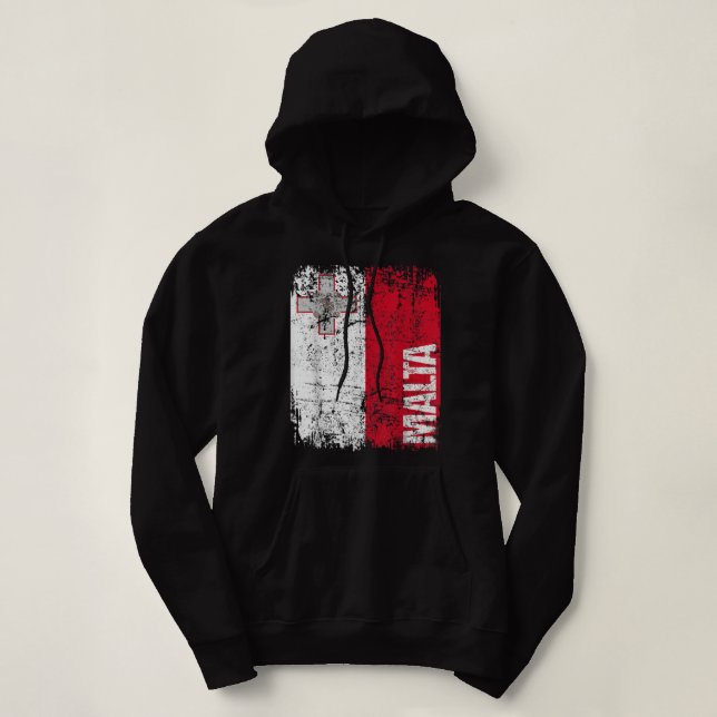 MALTA Flag Vintage Distressed MALTA  Hoodie (Design Front)