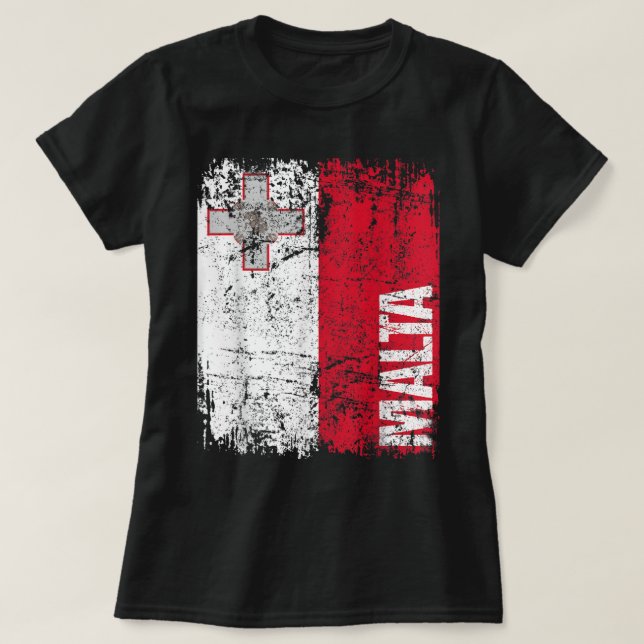 MALTA Flag Vintage Distressed MALTA  T-Shirt (Design Front)