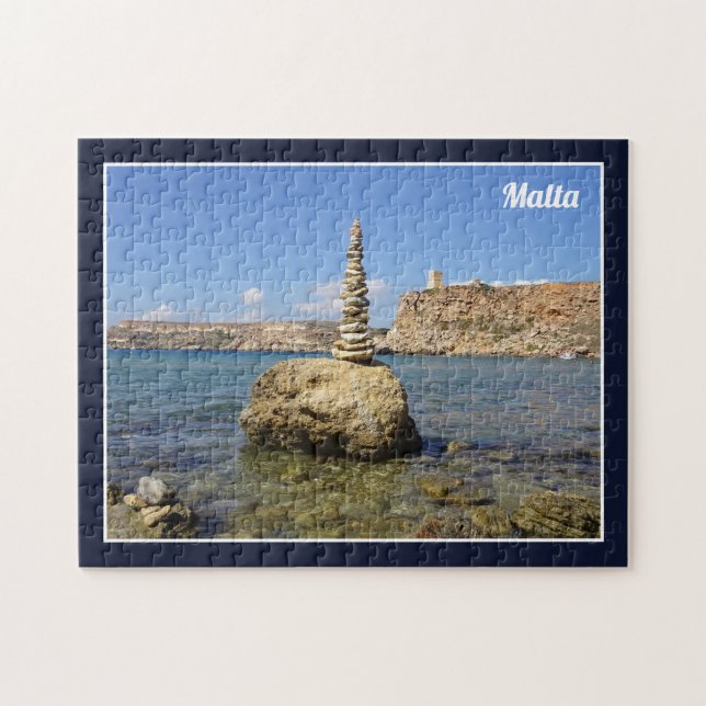 Malta Għajn Tuffieħa Bay Mediterranean Sea Shore Jigsaw Puzzle (Horizontal)