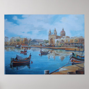 Malta harbour scene 1 poster