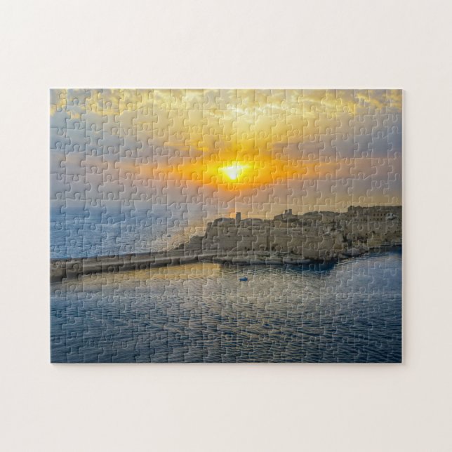 Malta Harbour Sunset. Jigsaw Puzzle (Horizontal)