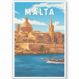 Malta Illustration Travel Art Vintage