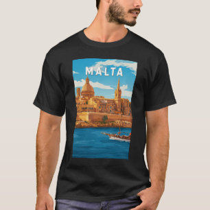 Malta Illustration Travel Art Vintage T-Shirt