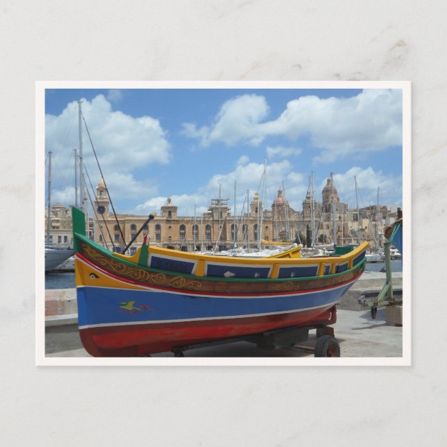 Malta Island Gozo Fishing Boat Photo Postcard (Front)