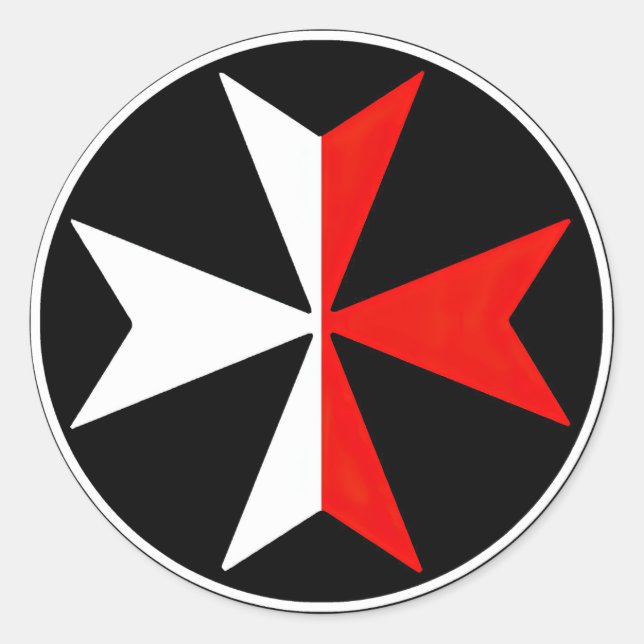Malta Knights Cross Sticker White and Red Maltese (Front)