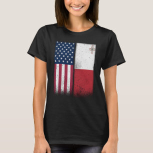 Malta Maltese American Flags Proud USA Malta T-Shirt