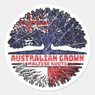 Malta Maltese Australian Australia Tree Roots Flag Classic Round Sticker