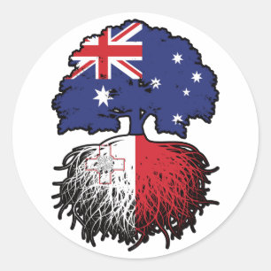 Malta Maltese Australian Australia Tree Roots Flag Classic Round Sticker