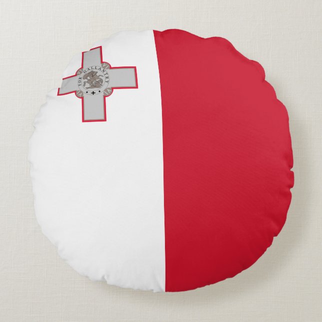 Malta (Maltese) Flag Round Cushion (Front)