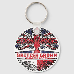 Malta Maltese Uk United Kingdom British Tree Roots Key Ring