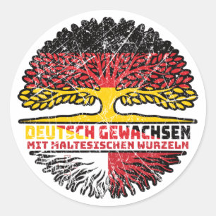 Malta Maltesisch Deutsch Deutschland Baum Wurzel Classic Round Sticker