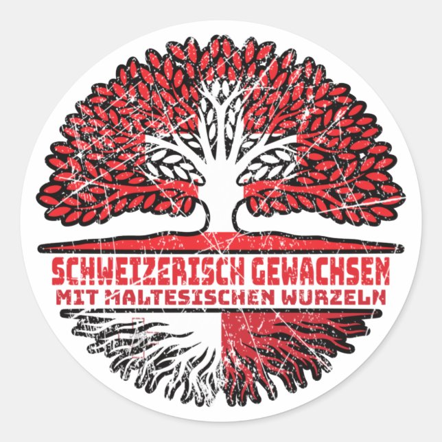 Malta Maltesisch Schweizer Schweiz Baum Wurzel Classic Round Sticker (Front)