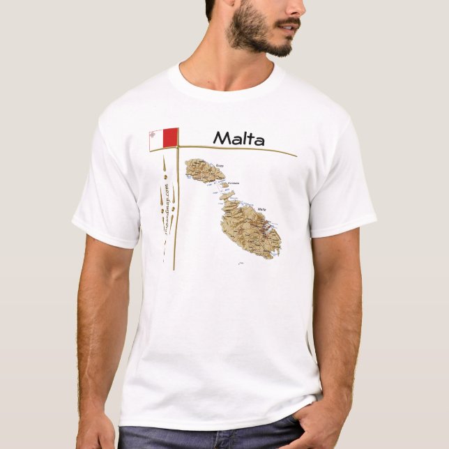 Malta Map + Flag + Title T-Shirt (Front)