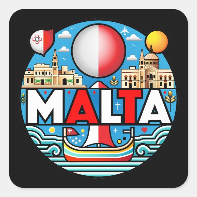 Malta Mediterranean Island Nation Square Sticker (Front)