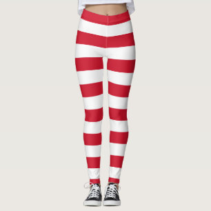 Malta National Flag Colours Horizontal Striped Leggings