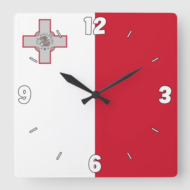 Malta National Flag Patriotic Square Wall Clock (Front)