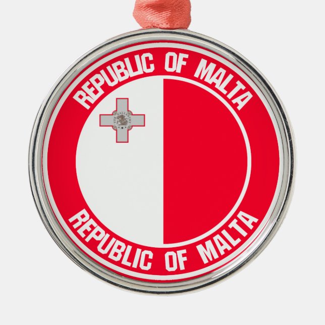 Malta Round Emblem Metal Tree Decoration (Front)