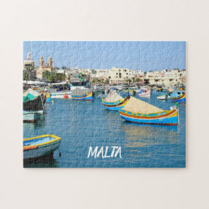 Malta  Scenic View Traditional Boats Jigsaw Puzzle