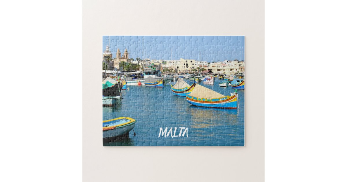 Malta Scenic View Traditional Boats Jigsaw Puzzle Zazzle
