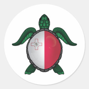 Malta sea turtle flag classic round sticker