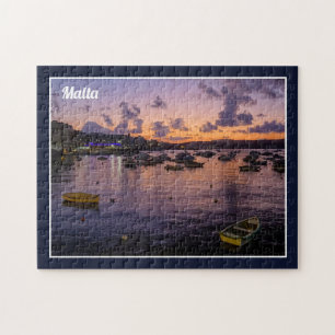 Malta St. Paul's Bay By Night Cloudy Sky Sea View Jigsaw Puzzle