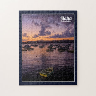 Malta St. Paul's Bay By Night Mediterranean Sea Jigsaw Puzzle