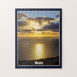 Malta Sunset Over Mediterranean Sea Island Jigsaw Puzzle