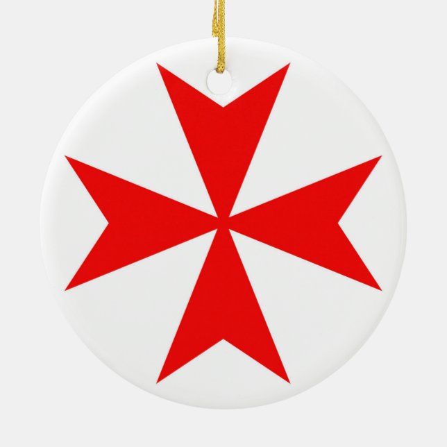 malta templar knights red cross religion symbol ceramic tree decoration (Back)