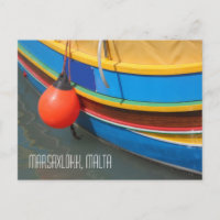 Malta Traditional Blue Yellow Striped Fishing Boat