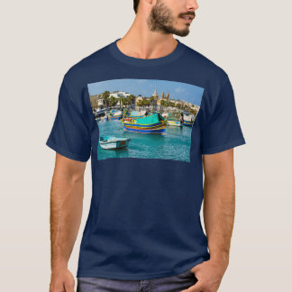 Malta Traditional Fishing Boats in Marsaxlokk T-Shirt