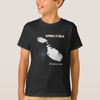 Malta Travel Island Coordinates Map T-Shirt