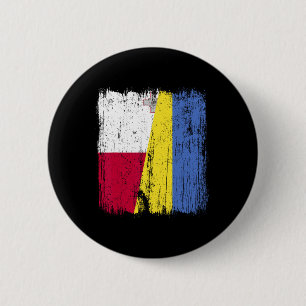 Malta Ukraine Half Flag Maltese Ukrainian Heritage 6 Cm Round Badge