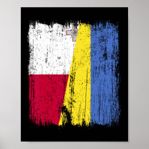 Malta Ukraine Half Flag Maltese Ukrainian Heritage Poster