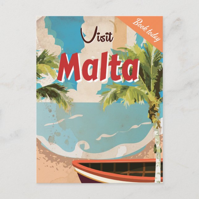 Malta vacation Vintage Travel Poster. Postcard (Front)