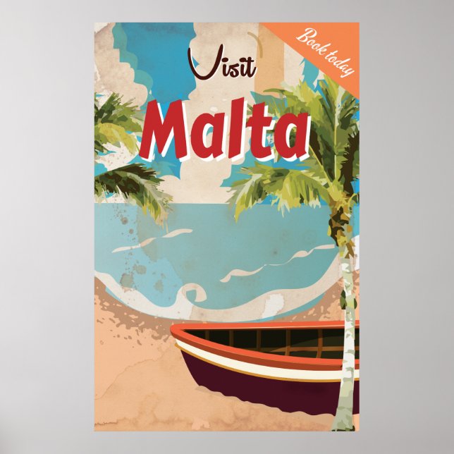 Malta vacation Vintage Travel Poster. Poster (Front)