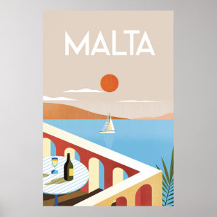 Malta vintage travel poster