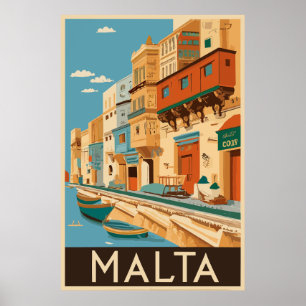 Malta vintage travel poster