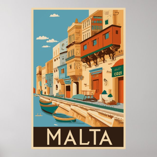 Malta vintage travel  poster (Front)