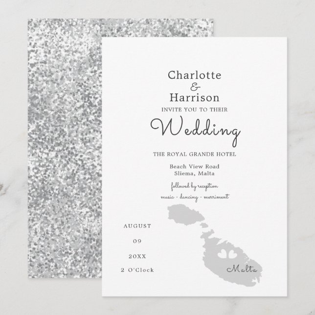 Malta Wedding Destination Invitation (Front/Back)