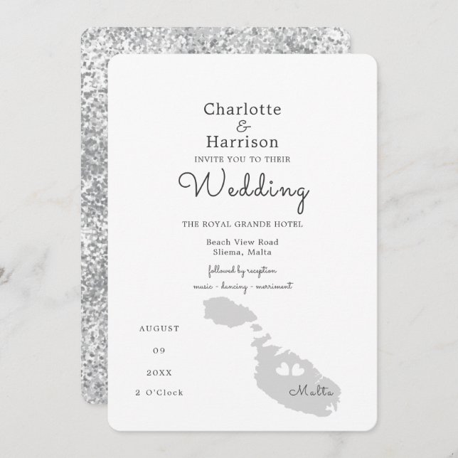 Malta Wedding Destination Invitation (Front/Back)
