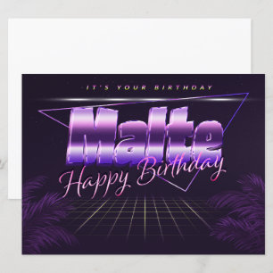 Malte Name Vorname lila retro Karte Geburtstag Card