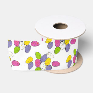 Malted Milk Eggs Happy Easter Basket Candy Satin Ribbon